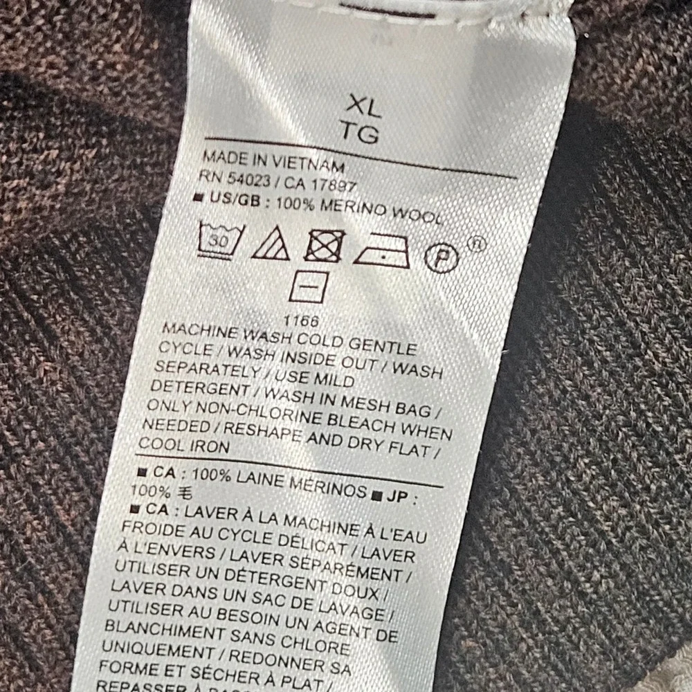 Banana Republic Mens XL Merino Wool‎ Sweater Dark Brown Raglan Crewneck Knit